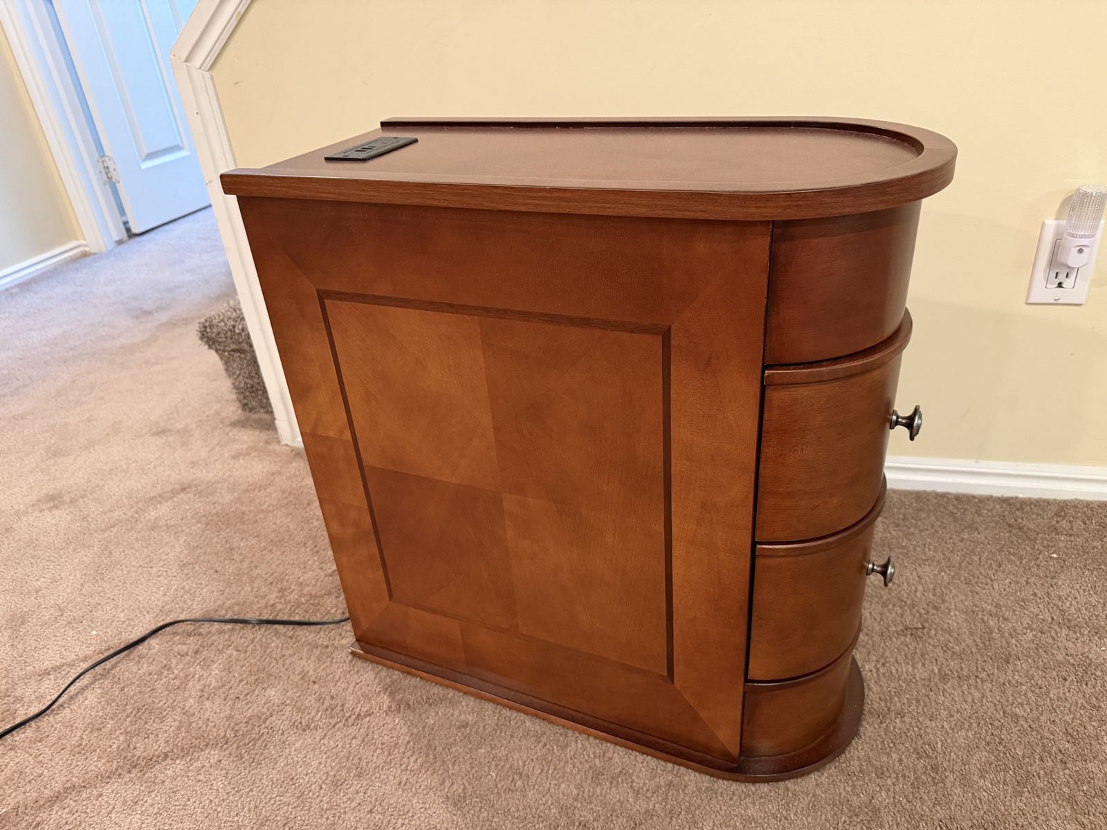 Wood end table / nightstand  with drawers and usb power