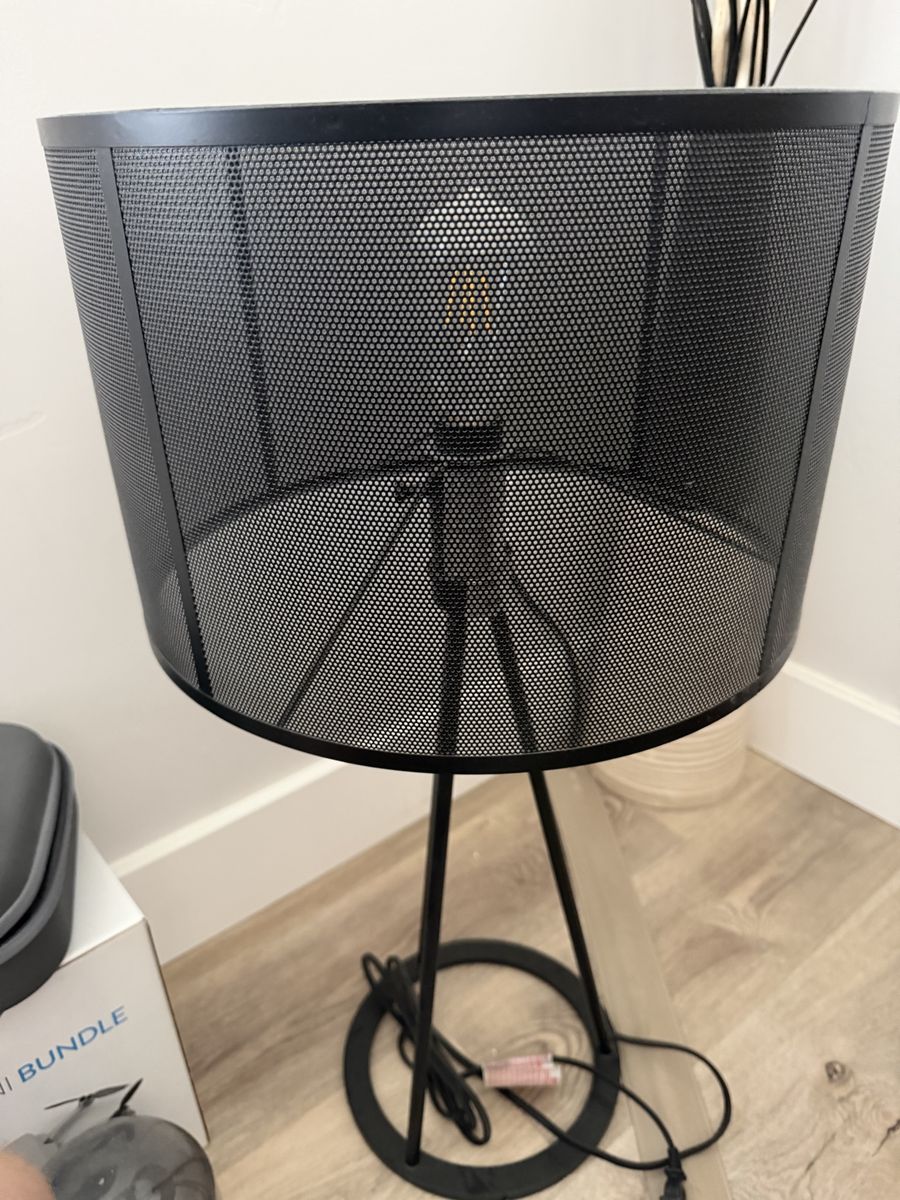 Modern Industrial Black Metal Mesh Table Lamp (Bulb Included)