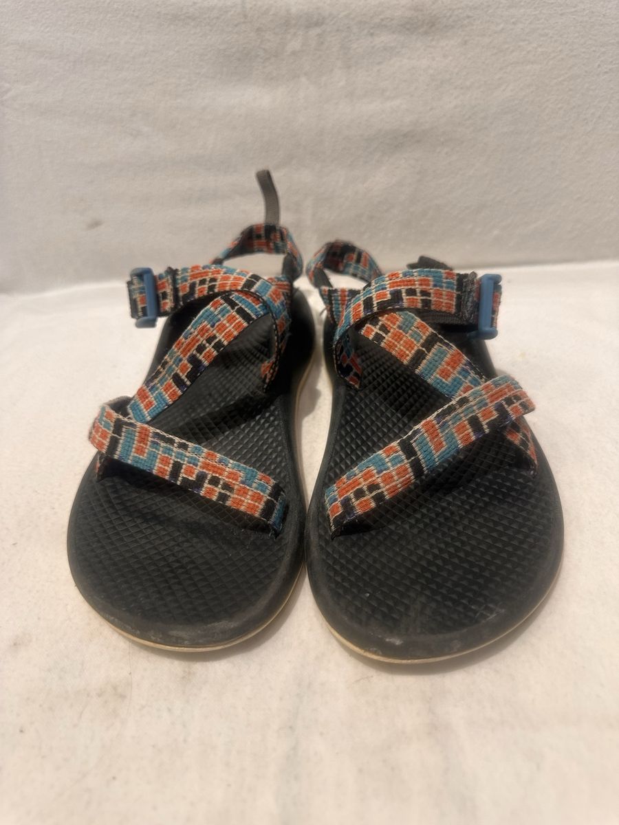 Chaco youth size 4 orange/blue/black, hiking sandals