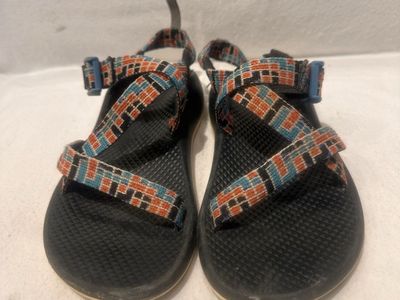 Chaco youth size 4 orange/blue/black, hiking sandals