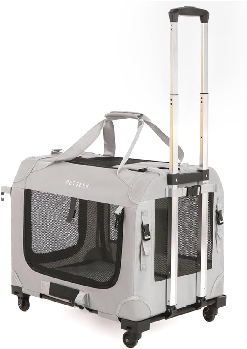 New Extra Lg Cat Carrier Soft Sided, Wheels, Folding, 24x16.5x16 Travel Collapsible, w/warranty