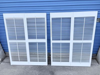 White Louvered Bi-Fold Interior Plantation Shutters - Set of 2 48"H x 35.5”W