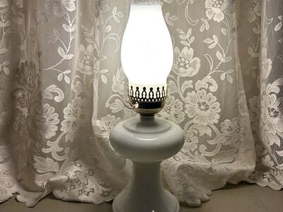 Vintage LAMP Milk Glass Electric Kerosene