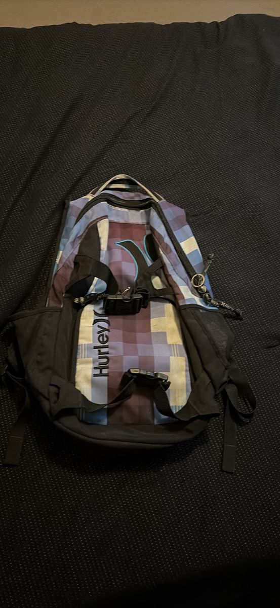 Hurley Plaid Backpack Blue Black White