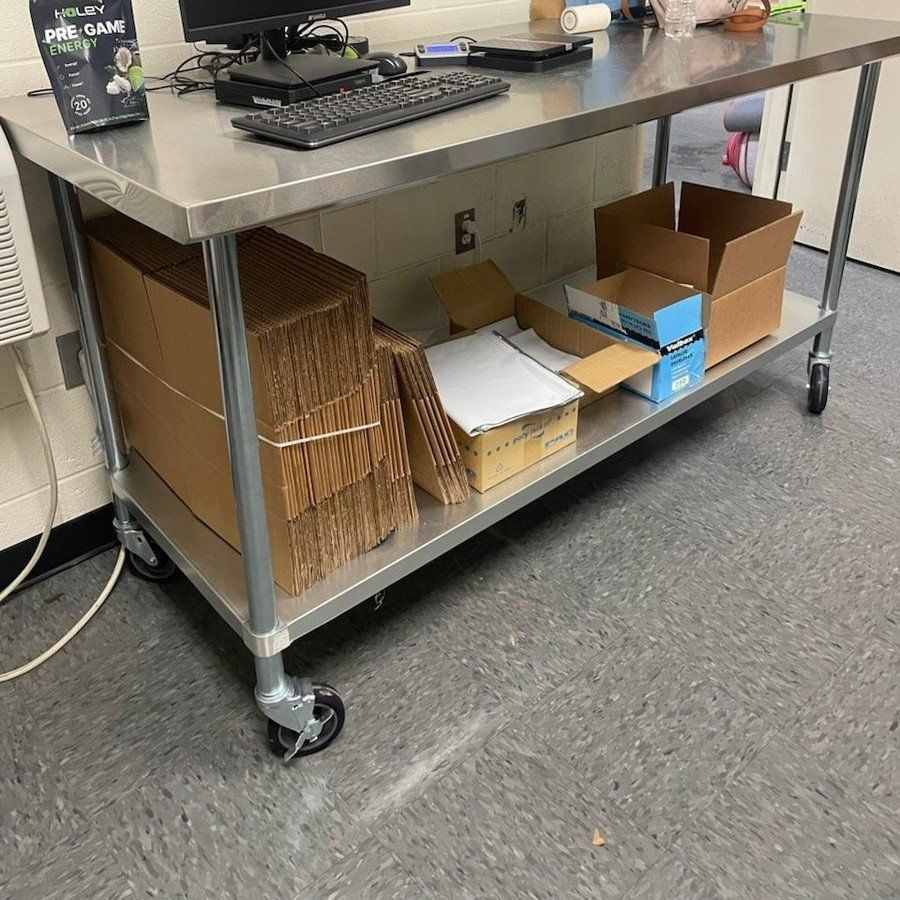 Durable Stainless Steel Work Table with Casters - with Storage Shelf