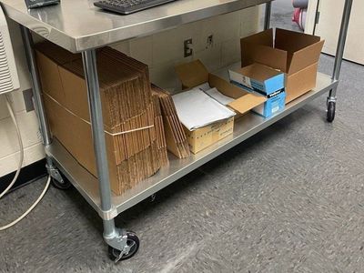 Durable Stainless Steel Work Table with Casters - with Storage Shelf