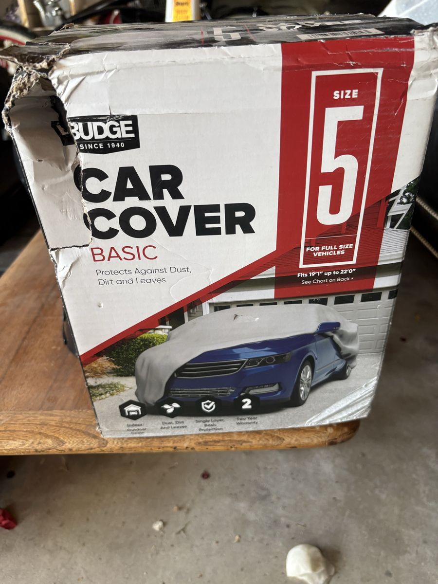 Budge Basic Car Cover, Size 5, Fits 19'1"-22'0" Full-Size Vehicles, Dust & Dirt Protection
