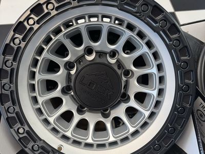 Brand new set of 4 wheels Lock Off-Road mojave 17x9 Matte Silver w/ matte Black ring . Lug pattern 8x180