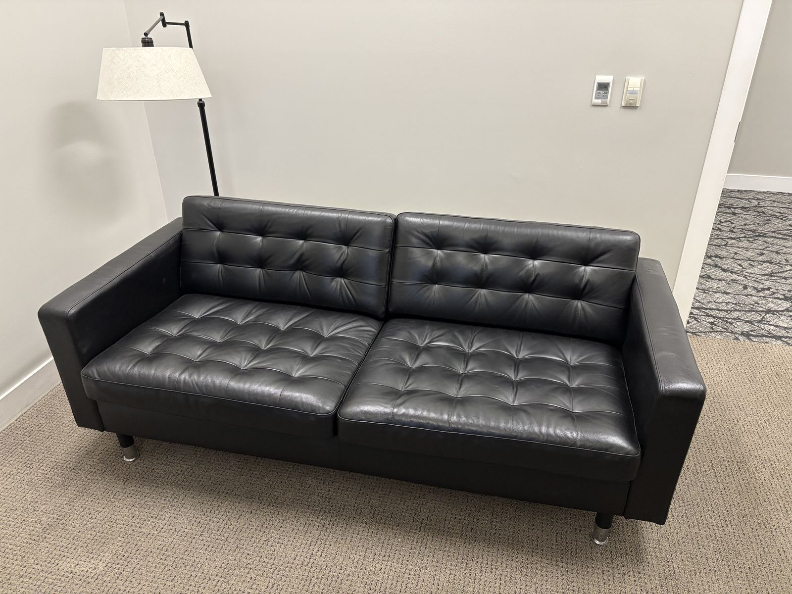 Barely used Black Leather Loveseat (Ikea MORABO)