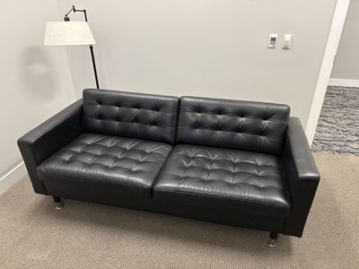 Barely used Black Leather Loveseat (Ikea MORABO)