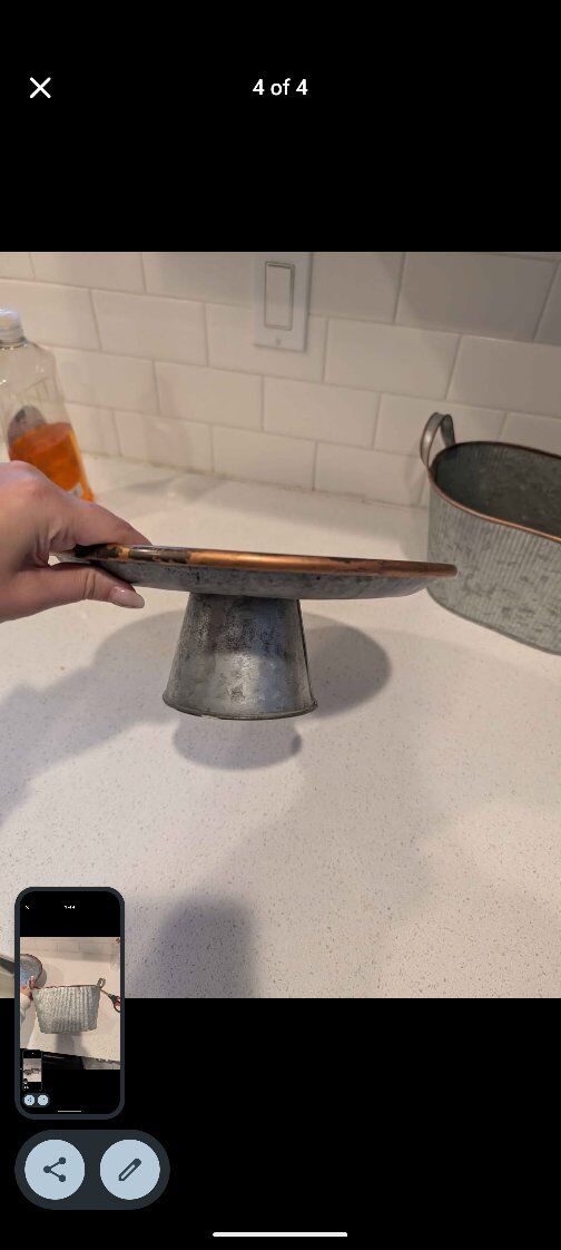 Galvanized steel cake stand and basket