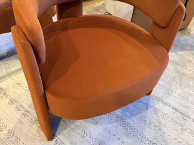 Rust Orange Velvet Barrel Chair - Modern Accent Seating