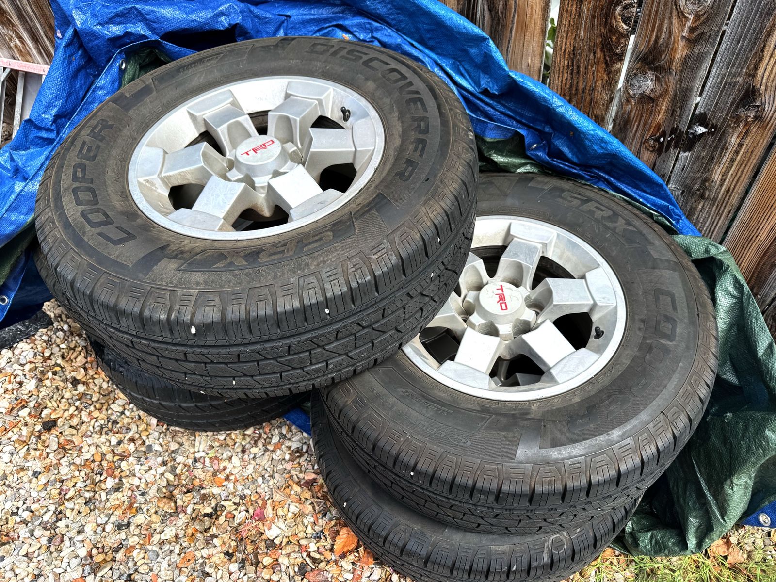 Cooper Discoverer HTP 265/70R16 TRD Wheels - Set of 5 Wheels, 4 Tires Good Tread + spare