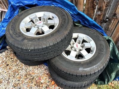 Cooper Discoverer HTP 265/70R16 TRD Wheels - Set of 5 Wheels, 4 Tires Good Tread + spare