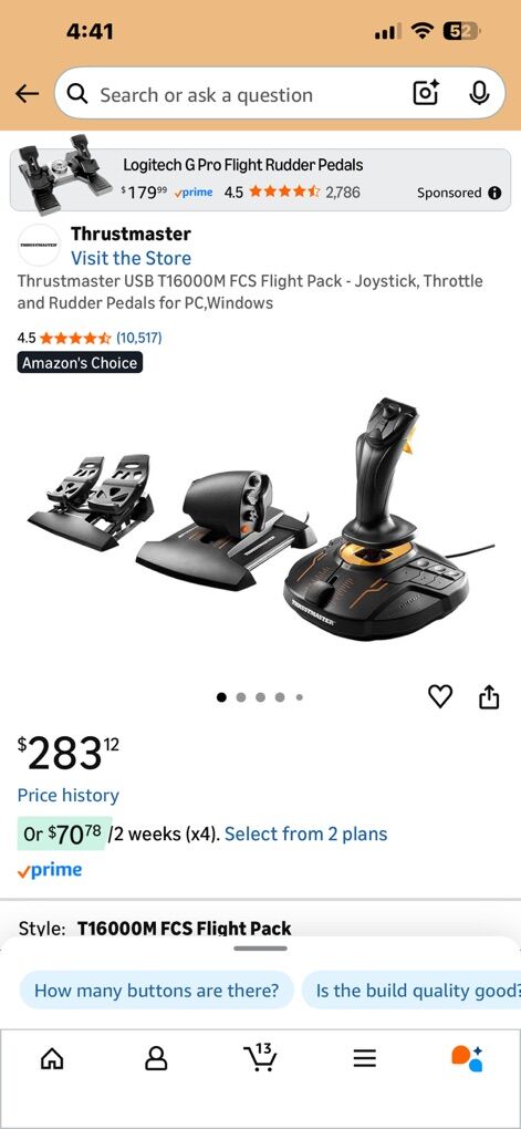 Brand New Thrustmaster Joystick, Pedals, Thruster