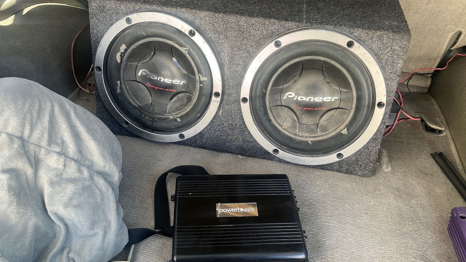 Two 10 inch pioneer champion series and amp