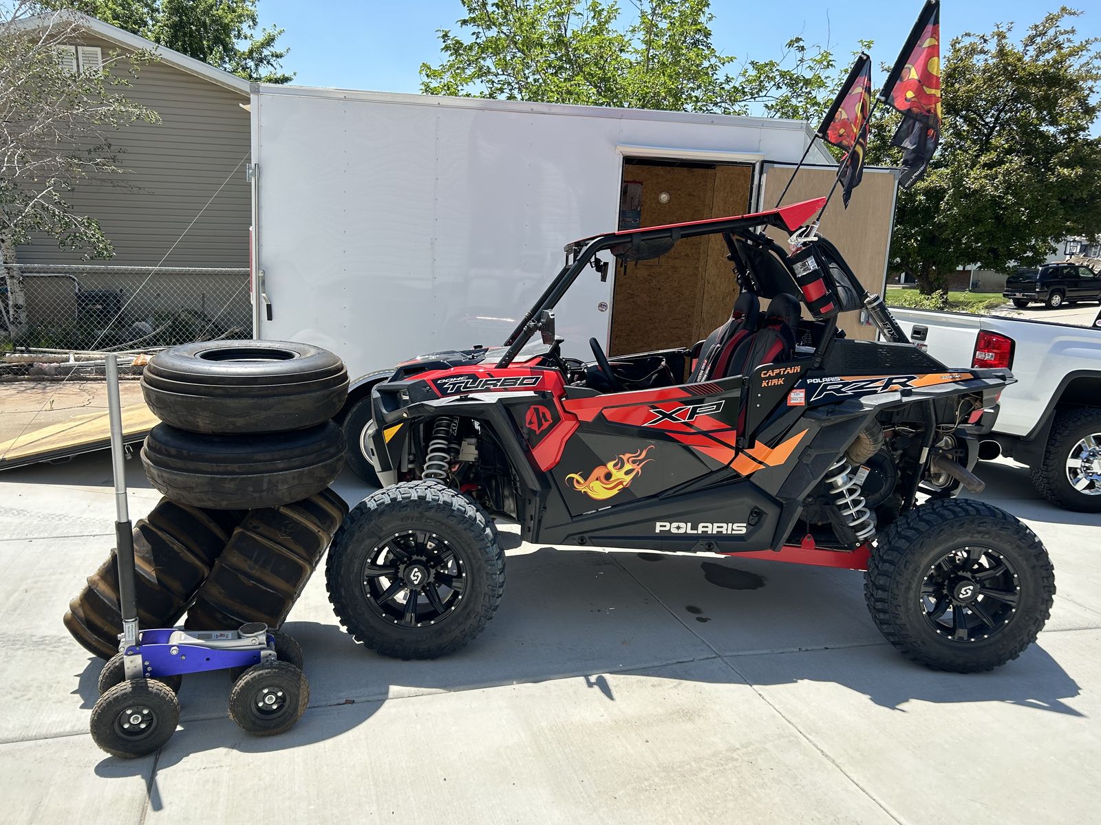 "Combination 2017 Polaris RZR 1000 Turbo and 2021 Look 8x14 enclosed trailer"