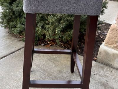 5 Bar-Height Bar Stools: Wood, Fabric