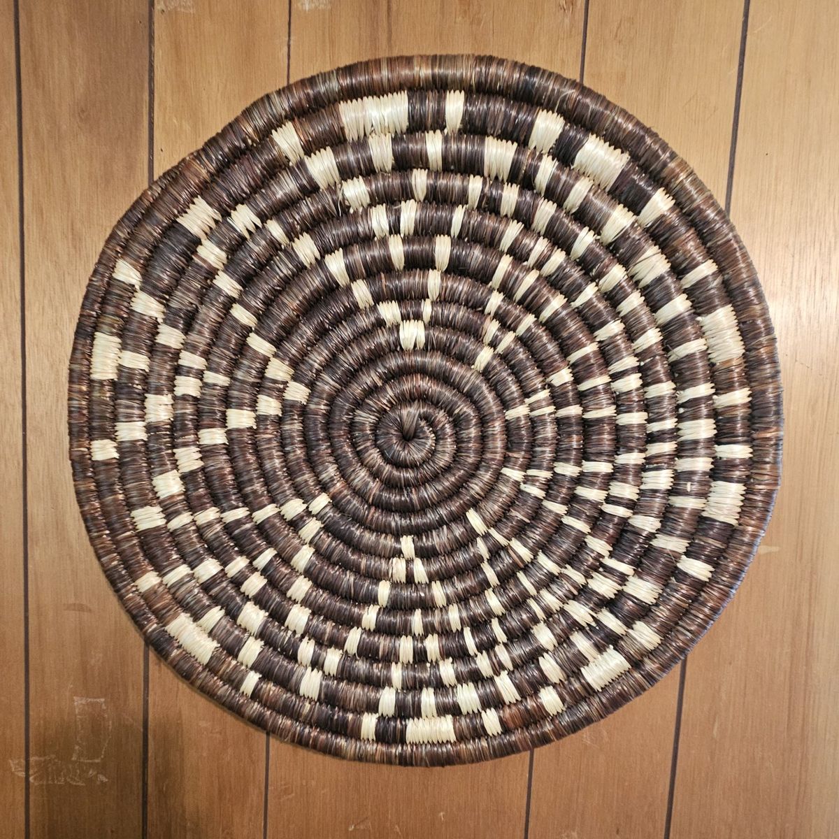 Brown basket woven wall hanging beautiful!