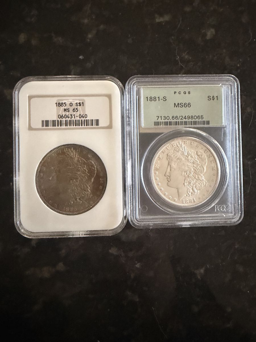 1881 & 1885 Silver Dollars MS65 and MS66