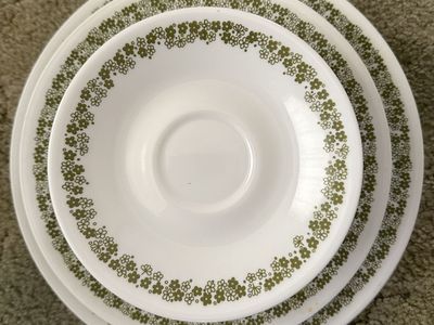 Corelle Spring Blossom Green Dinnerware Set - Plates, Bowls, Cups - Vintage Floral