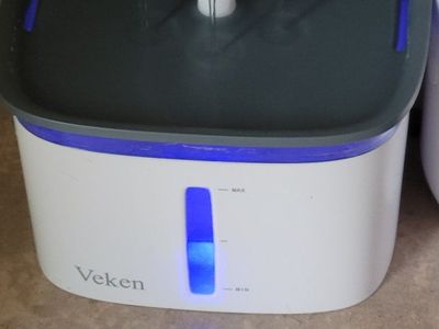 Veken Pet Water Fountain, Automatic Drinking Dispenser for Cats & Dogs - White/Grey, LED Light