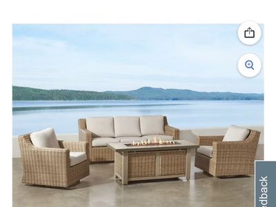 Member's Mark Breck 4-Piece Patio Fire Seating Set with Sunbrella Fabric