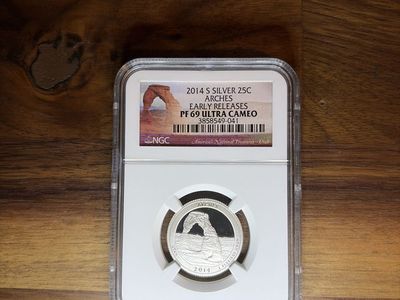 2014 S Silver 25c Arches Early Releases PF 69 Ultra Cameo NGC Quarter Coin