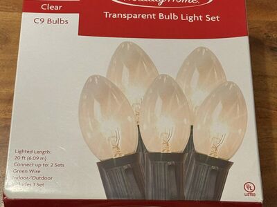 NEW Holiday Home C9 Christmas Party Light Set - Clear - Lot of 3