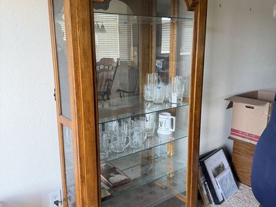 Wood & Glass Display Cabinet / Curio Cabinet - Glass Shelves