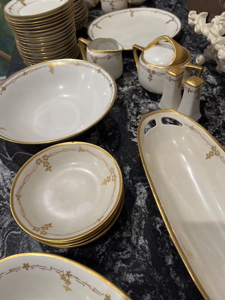 Vintage Gold Trim 1950's Czech Porcelain China Set