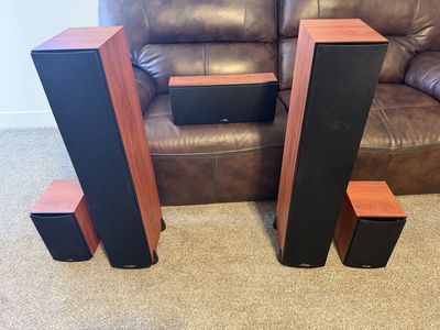 Polk Audio 5-Piece Surround Sound Speaker System - Cherry Wood Finish