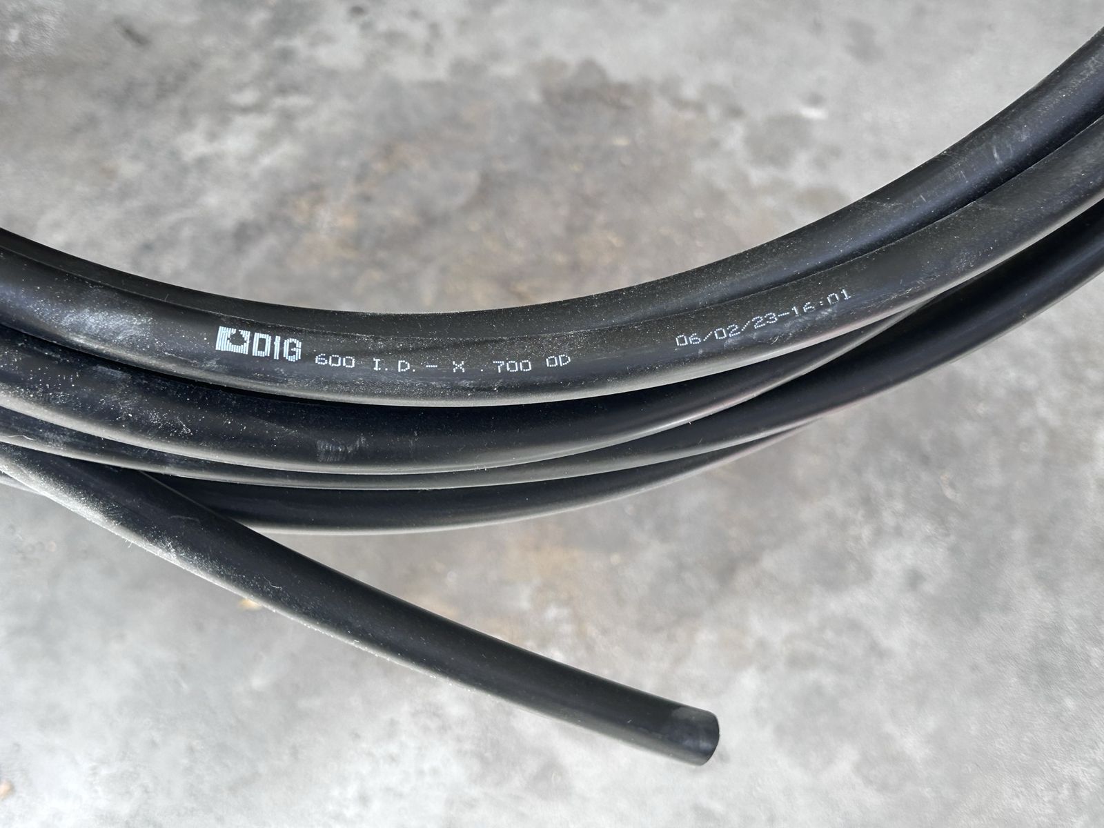 Black Rubber Irrigation Tubing - 600 ID x 700 OD - New Coil