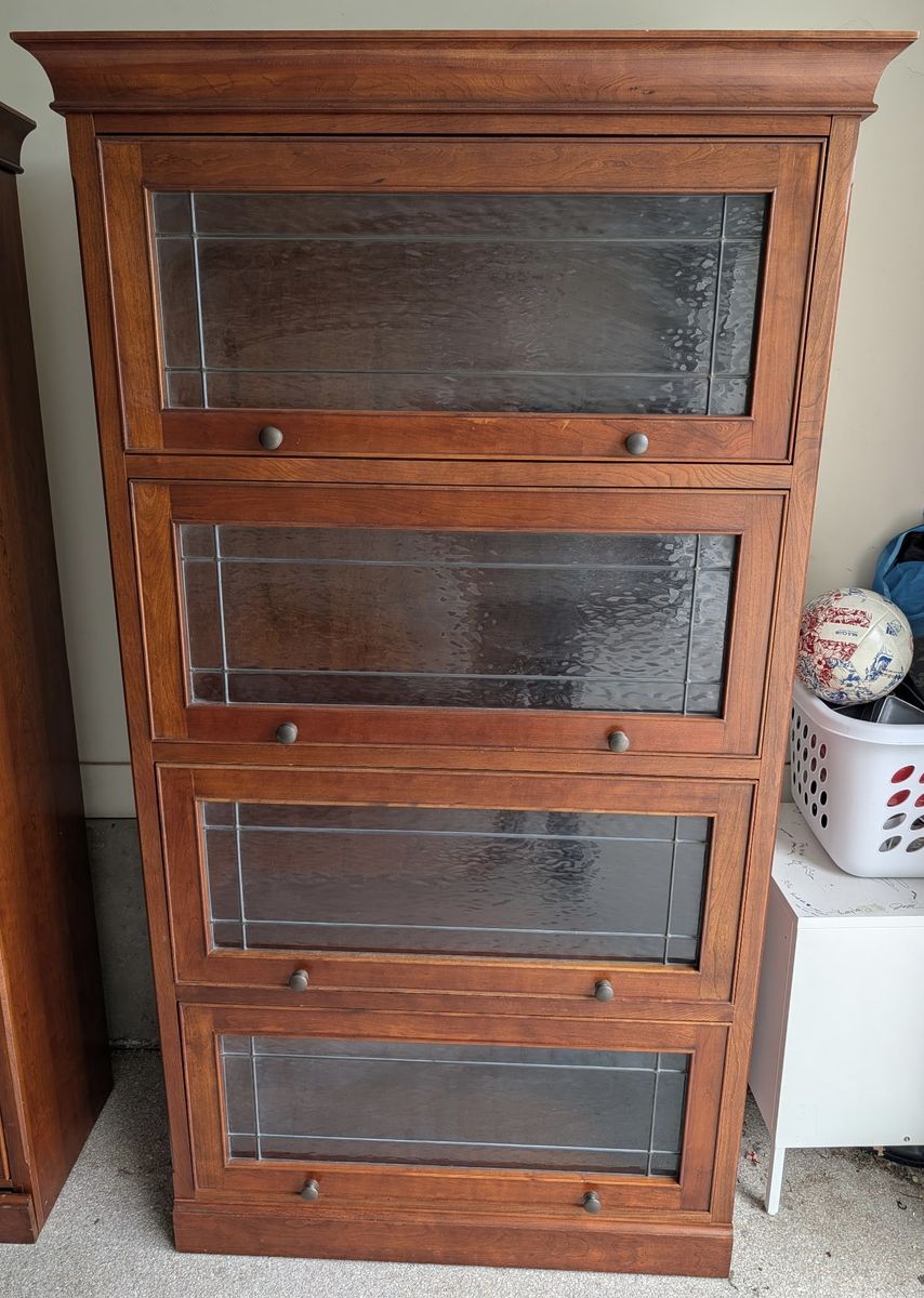 Set of 2 Cherry Wood Barrister Bookcases with Glass Fronts