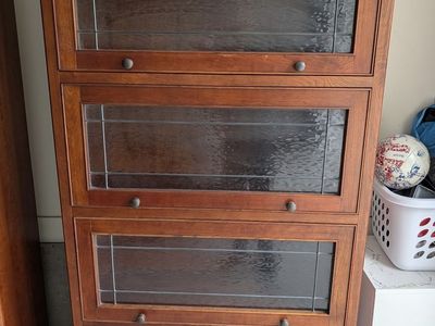 Set of 2 Cherry Wood Barrister Bookcases with Glass Fronts