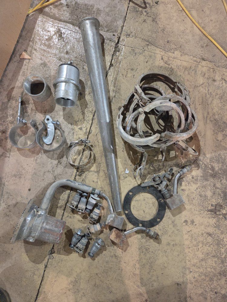 Assorted Industrial Equipment Parts: Filters, Clamps, Fittings
