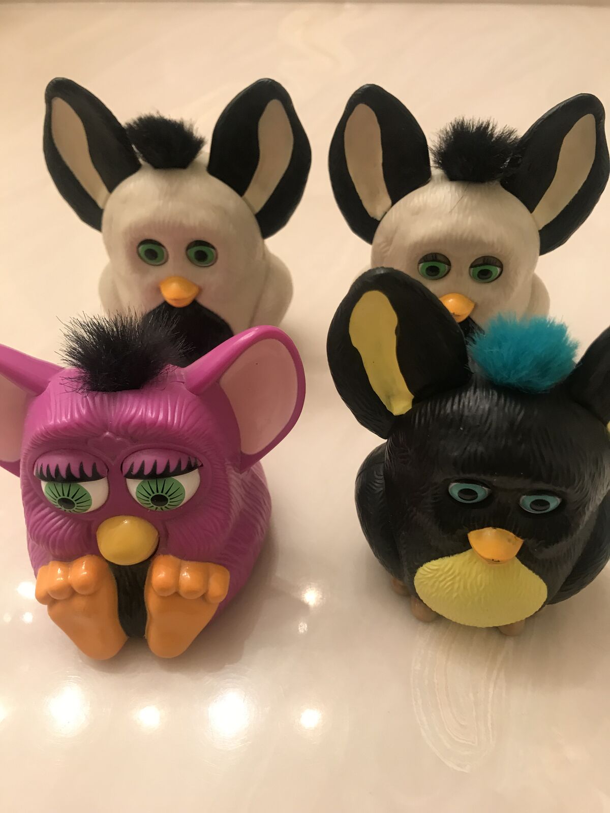 Lot of 4 Burger King Kids Meal Toy Furby 2005 Collectible #2 #8 1998 McDonalds Happy Meal action figure
