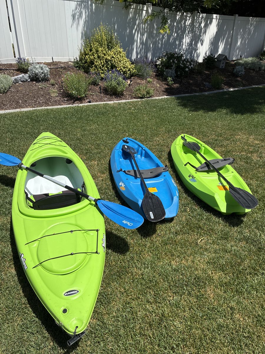 Pelican Trailblazer 100 & 2 by Lifetime Wave Kayaks with Paddles - Set of 3