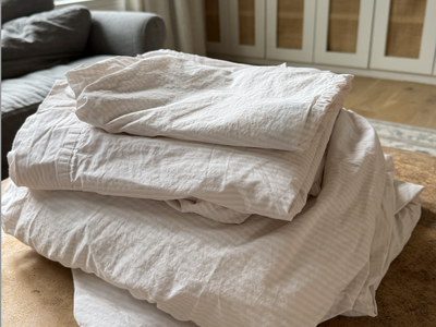 Serena & Lily Queen Bedding Sets – Light Pink/White Stripe – 2 Sets