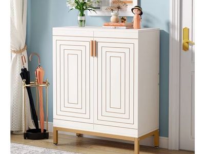 Tribesigns White Gold Storage Cabinet