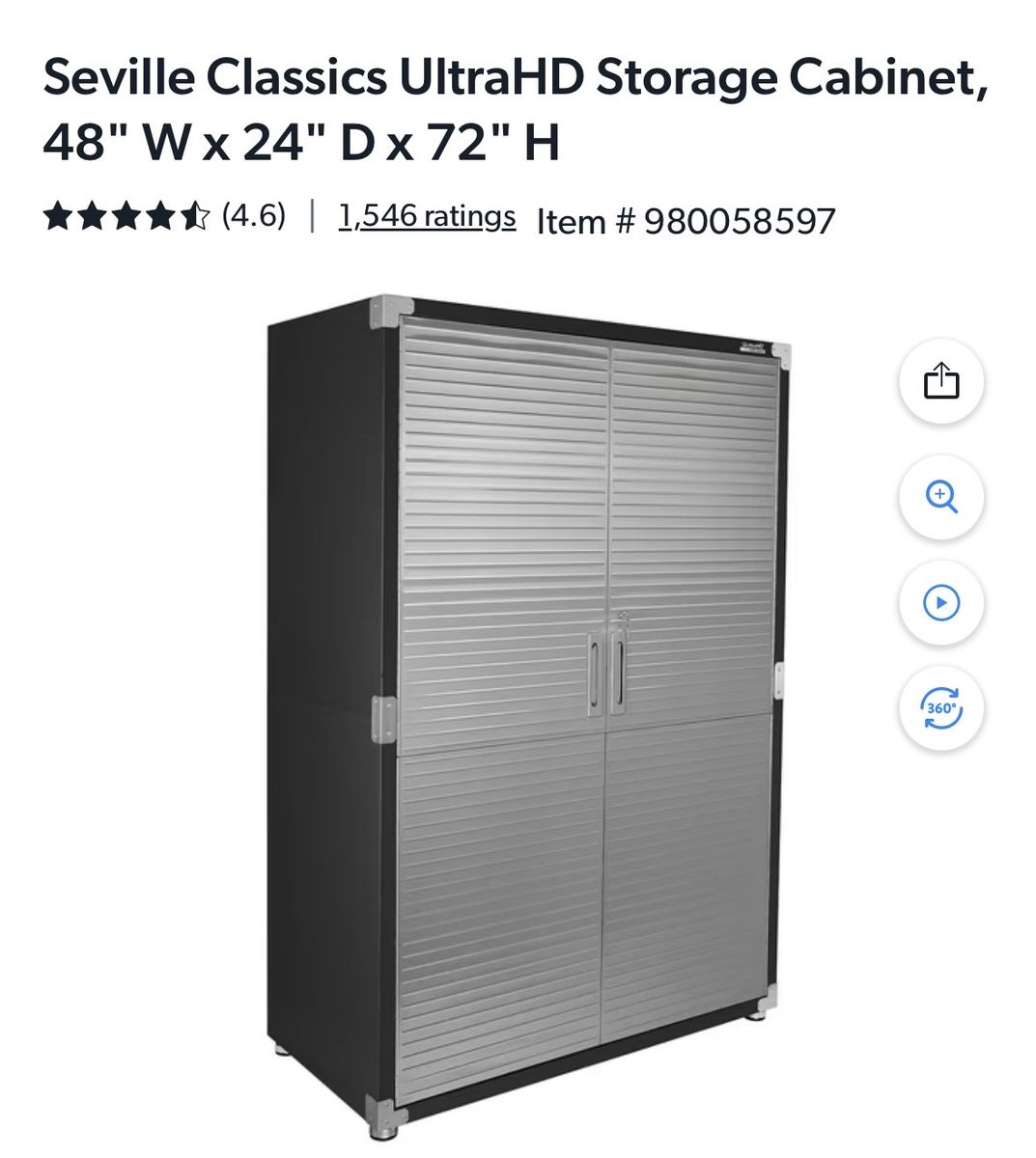 Seville Classics UltraHD 48" W x 24" D x 72" H Heavy Duty Storage Cabinet with Locking Doors