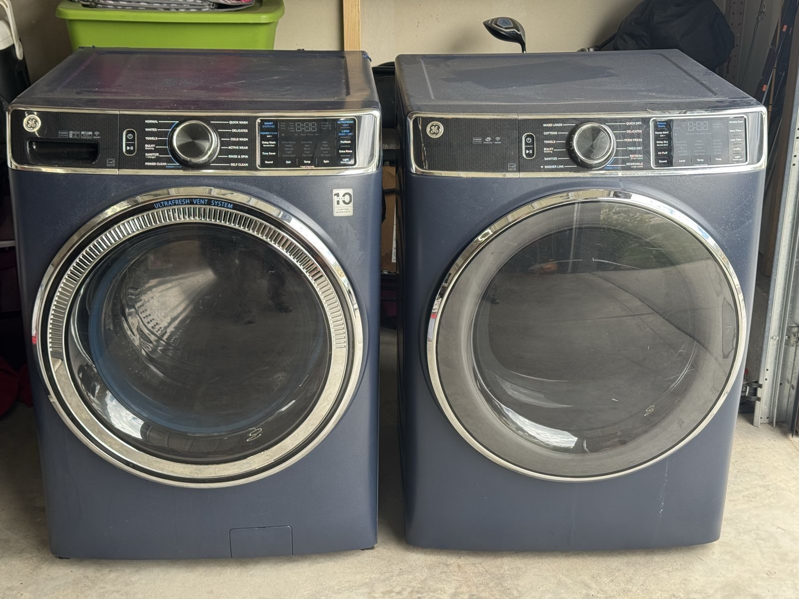 GE Front Load Washer and Electric Dryer Set - Blue