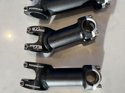 Woodman Components Bicycle Stems - 135/25, 105/25, 110/10 - Black & Silver
