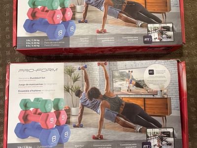 NEW PRO-FORM Neoprene Dumbbell Set (3, 5, 8 lb pairs) - Total 32 lbs for Home Gym Fitness