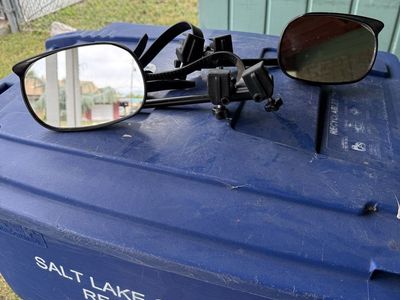 Black Towing Mirrors, Universal Fit, Adjustable Straps, Excellent Condition
