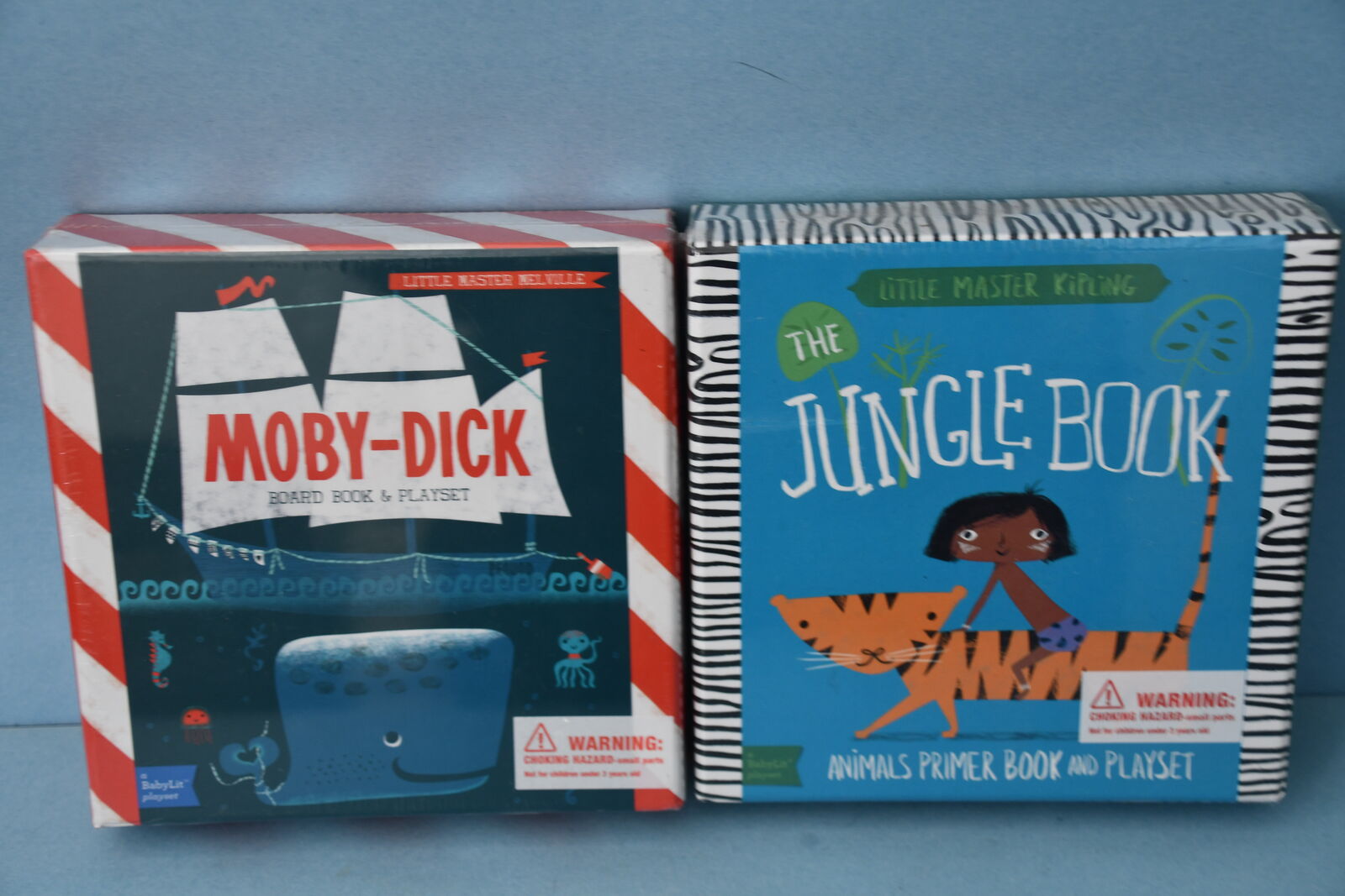 2 NEW, SEALED CHILDREN'S BOOKS & 2 PLAYSETS ~ JUNGLE BOOK & MOBY DICK