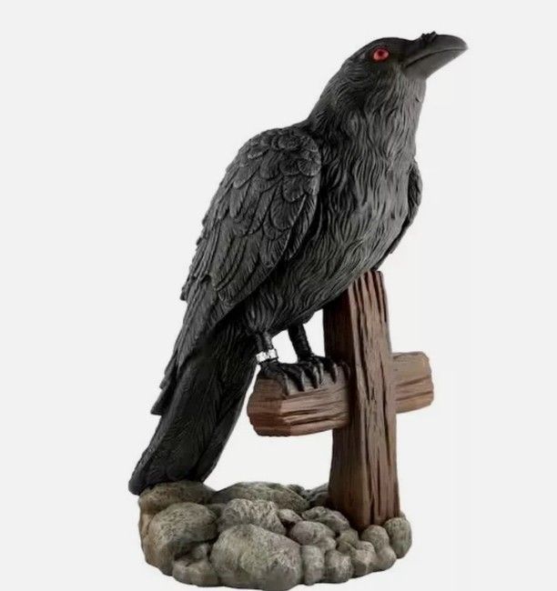 Halloween 3' Blow Mold Raven Crow Tombstone Graveyard Cemetery Home Decor Decoration Prop