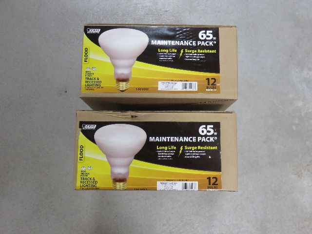 TWO CASES OF 12 EACH OF LONG LIFE INDOOR 65 WATT LLIGHT BULBS - SELLING AS A SINGLE LOT