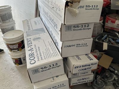 New Cor-A-Vent Sturdi-Strips rainscreen furring strips (SS-112), unopened contractor surplus.