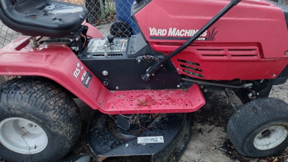 Yard Machine  17 hp twin. 42" deck. 
Rear tires st